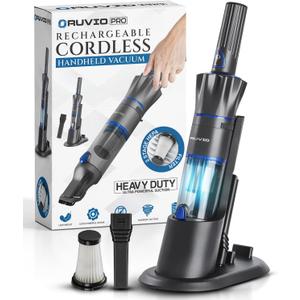 Ruvio Handheld Vacuum Cordless for Home and Car, Lightweight Portable Hand Held Vacuums Cordless Works on Pet Hair, Floor, Hard Wood, 2X HEPA Filtration, Crevice Nozzle Included
