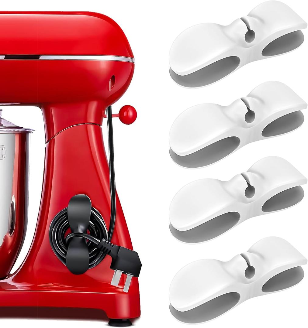 2 x Cord Organizer for Kitchen Appliances, 4 Pack Appliance Cord Organizer Stick On, Cord Wrapper, Cord Holder, Cord Keeper, Kitchen Gadgets for Pressure Cooker, Kitchenaid Mixer, Coffee Maker