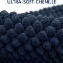 subrtex Bath Mat, Chenille Bath Rug, Soft Short Plush Bath Mat, Water Absorbent Shower Mat, Quick Dry, Machine Washable, Navy, 24' x 60'