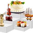 Sintuff Buffet Risers 5 Pcs Acrylic Food Display Risers for Buffet Table Dessert Cake Jewelry Figures Show Decor Acrylic Cube Boxes Nesting Risers with Hollow Bottoms(6/7/8/9/10inch,White)