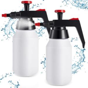 Reallnaive 2 Pcs 1000ml Multipurpose Hand Pump Spray with Adjustable Brass Nozzle, Pump Sprayer for Home, Garden and Car Detailing, Surface Prep, and More