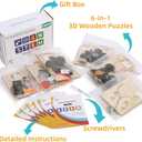 Yutin STEM Kits for Kids Age 8-10 10-12, 6 Set Wood Building Projects Crafts Science Model Car Kits for Kids Age 8-12, Wooden 3D Puzzles, STEM Toys for Boys 7 8 9 10 12 13 Year Old Birthday Gifts