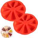 2PCS Silicone Scone Pan, Non-stick Cake Baking Mold, Triangle 8 Cavity Pizza Pan, Food-grade Silicone Mold Specialty and Novelty Cake Pan for Brownies Muffins, Cheesecake, BPA Free Bakeware