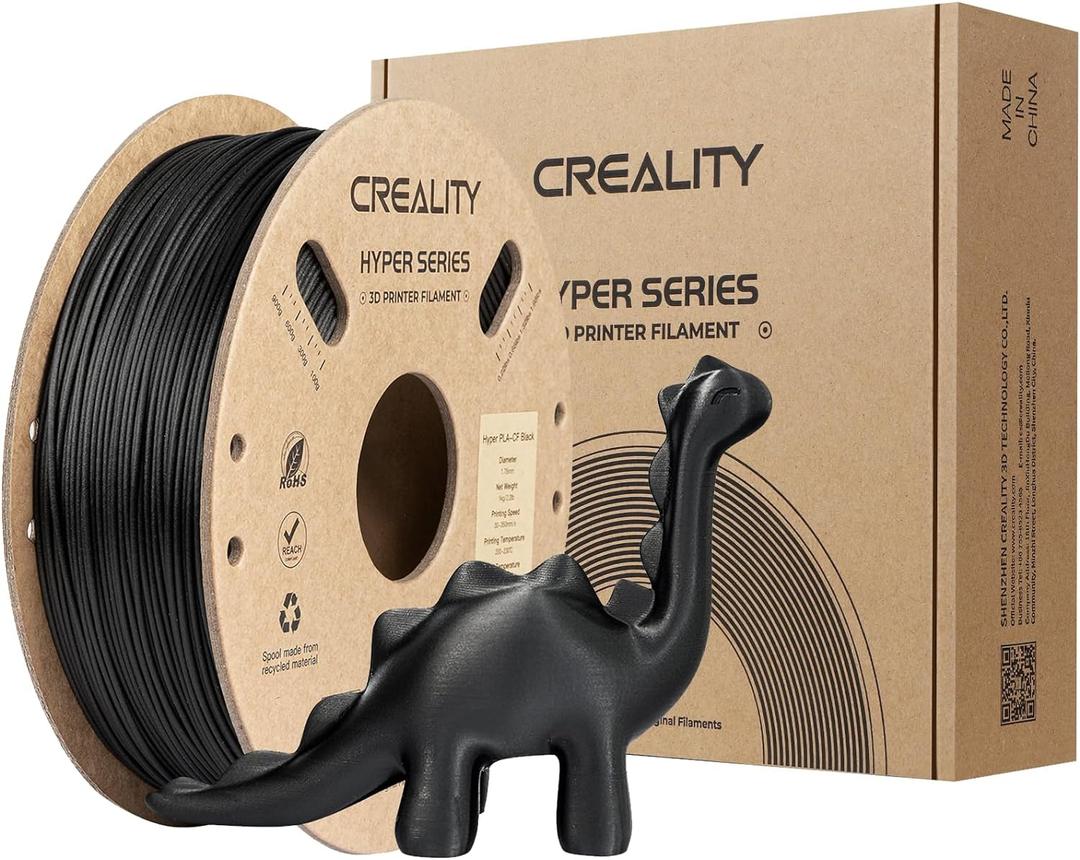 Creality PLA Carbon Fiber Filament 1.75mm-Halloween Gifts, Hyper PLA-CF 3D Printer Filament with Matte Finish for 50-300mm/s High-Speed Printing, Dimensional Accuracy +/-0.03mm (Black)