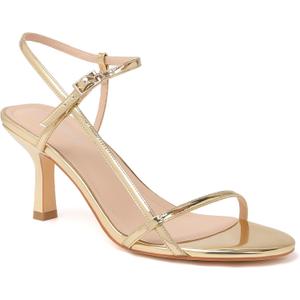 Mostrin Heels for Women Strappy Sandals Square Open Toe High Heel Sandals Ankle Strap Stiletto Heels for Party Wedding (9, Gold 05)