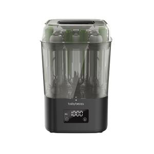 Baby Brezza 10 Minute SuperQuick Bottle Sterilizer + Dryer - Large 8 Bottle Capacity - Steam Sanitization  Universal Fit for All Bottles: Plastic + Glass + Pacifiers + Breast Pump Parts, Matte Black