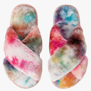 Women's Cross Band Fuzzy Slippers Fluffy Open Toe House Slippers, Size 28-29