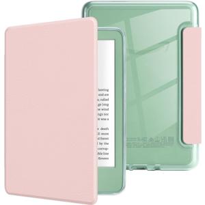 MOROCK Case for All-New Kindle(11th Generation, 2024/2022 Release), Lightweight PU Leather and PC Clear Acrylic Back Cover, Auto Sleep/Wake Case for Kindle 11th Generation 2024/2022, Pink