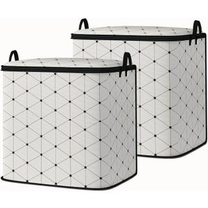 king comforter storage bag,clothes blanket bedding pillow quilt organizer for closet,fabric moving bags with portable handles and zipper 95L(2pack)