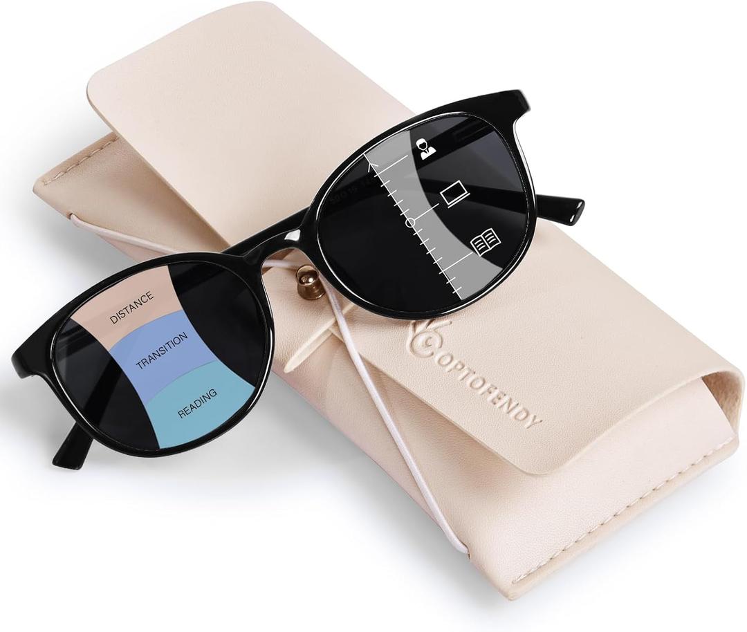 Progressive Sunglasses for Women Men, TR90 Multifocal Reader Sunglasses with Spring Hinge, UV400 Protection