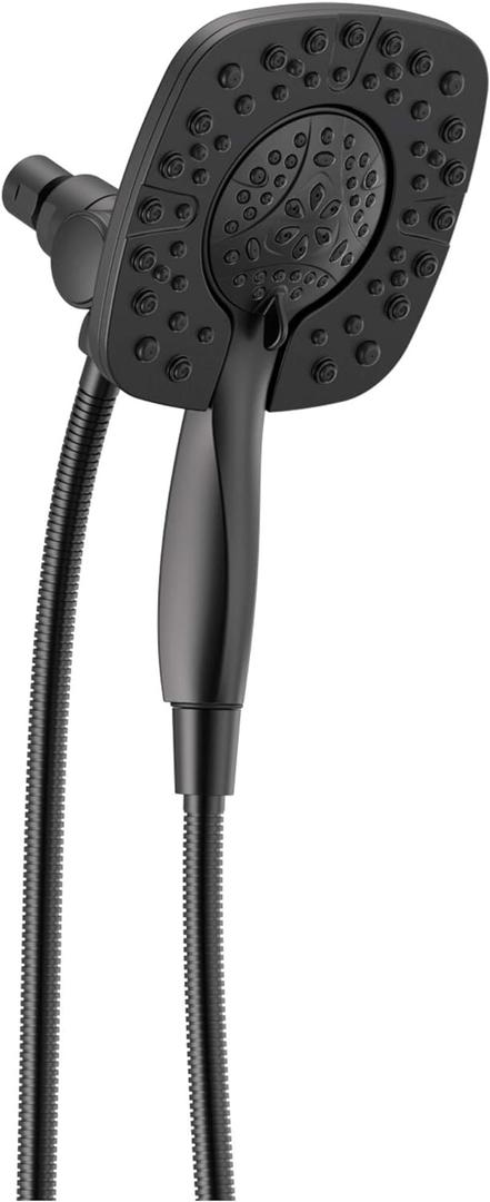 Delta 4-Setting In2ition 2-in-1 Dual Shower Head with HandHeld Spray, Matte Black Detachable Shower Head with Hose, Showerhead, 1.75 GPM Flow Rate, Matte Black 58498-BL