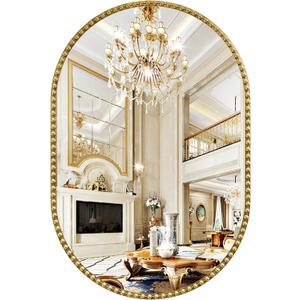 Oval Mirror for Wall, 20x30 Inch Gold Oval Bathroom Mirror, Antigue Gold Vanity Mirrors, Metal Floral Frame Mirror for Bedroom Living Room Hallway, Hangs Horizontally or Vertically
