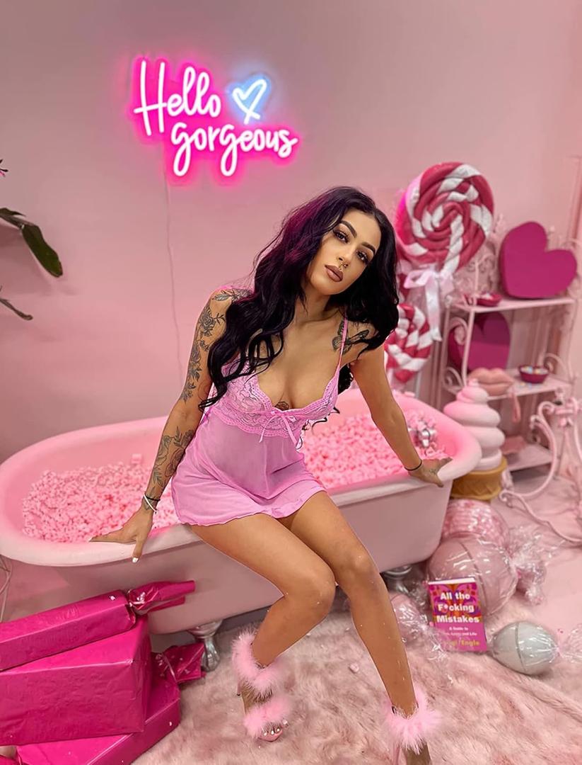 Avidlove Womens Lingerie Lace Babydoll Mesh Chemise Sexy Halter V Neck Sleepwear Teddy Dress Pink X-Large