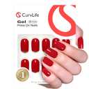 Curvlife Soft Gel Short Press on Nails - Clear Red Oval Fake Nails Solid Glossy Christmas Design Full Cover 15 Sizes Gel Nails, Women Reusable Nail Kit with Nail Glue Adhesive Tabs