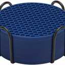 Silicone Coasters Set of 8 with Holder,Coasters Drinks,Beer,Coffee Coasters,Suitable Kinds Cups,Hot or Cold,Anti-SLI,Non-Stick,Anti-Overflow Tabletop Protection and Decor (8 Pcs, Navy Blue)