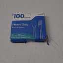 100 Count Plastic Silverware Heavy Duty -50 Forks, 50 Spoons, BPA-Free, Heat Resistant, Disposable Plastic Utensils Set, Plastic Cutlery Set, Plasticware Suitable for Party Everyday Use