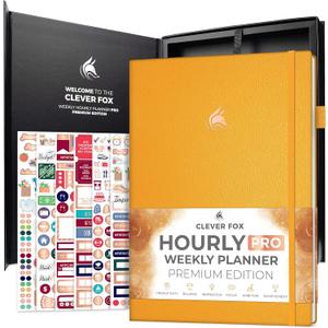 Clever Fox Hourly Planner PRO Premium Undated Schedule Planner with Daily Time Slots Personal Organizer Notebook for Time Management Weekly & Monthly Life Journal, A4 Size (Amber Yellow)