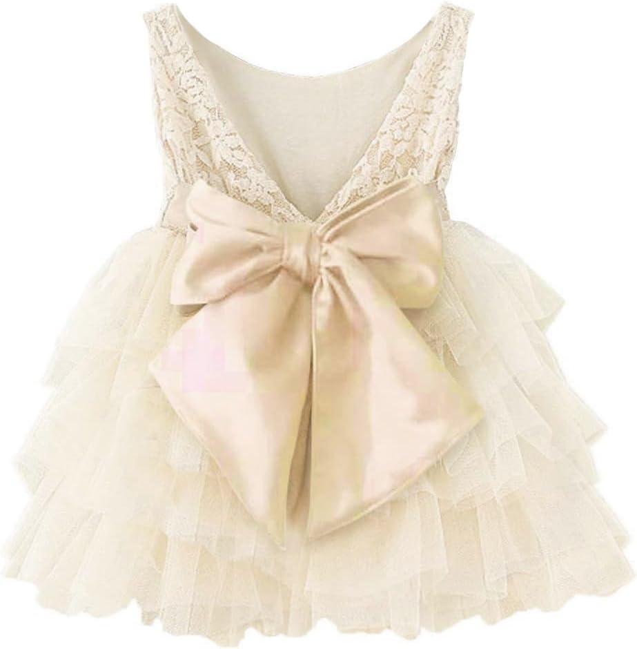 APRIL GIRL Flower Girl Dress, Lace Dress 3/ 4 Sleeve Dress (Ivory Tutu, 3T)