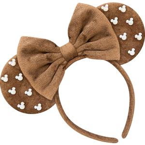 Trnerm Large Fuzzy Brown Headbands for Women and Adults - Birthday Headband with Plush Ears for Plus-Size Park Wear