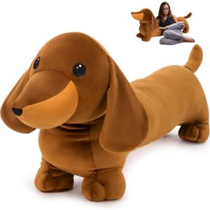 MorisMos Dachshund Stuffed Animal Plush 4ft, 43'' Long Weiner Dog Body Pillow for Kids Adults, USA Designed Realistic Plush Dachshund Toy Giant Stuffed Sausage Dog Toy Gift for Christmas Decor