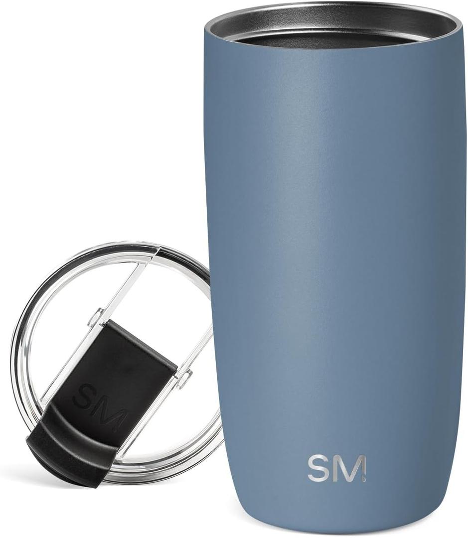 Simple Modern Voyager Tumbler with Flip Lid | Travel Coffee Mug | Insulated Stainless Steel Cold Brew Iced or Hot Coffee Cup | Gifts for Women Men Her Him | 16oz, Blue Dune