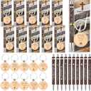 Lincia 90 Pcs Christian Gifts Bulk 30 Each of Bible Verse Pens Keychains and Bookmarks Inspirational Bamboo Pens Church Gifts for Coworker Teacher Nurse Christmas Gift Pastor Appreciation
