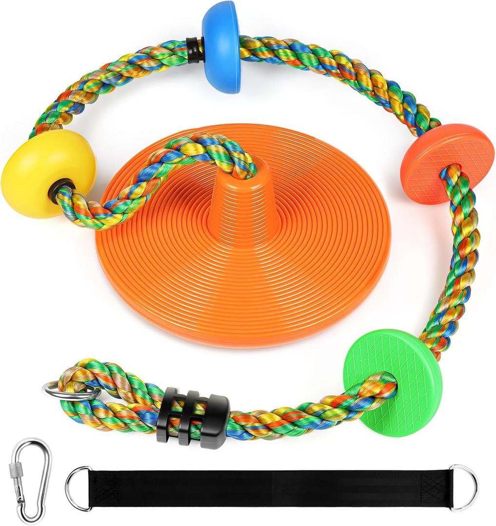 ZNCMRR Tree Swing for Kids Rope Swing for Tree Climbing Rope for Kids Heavy Duty Disc Swings for Kid Outdoor Playground Accessories Swing Set Accessories Swingset Accessories Outdoor(Orange)