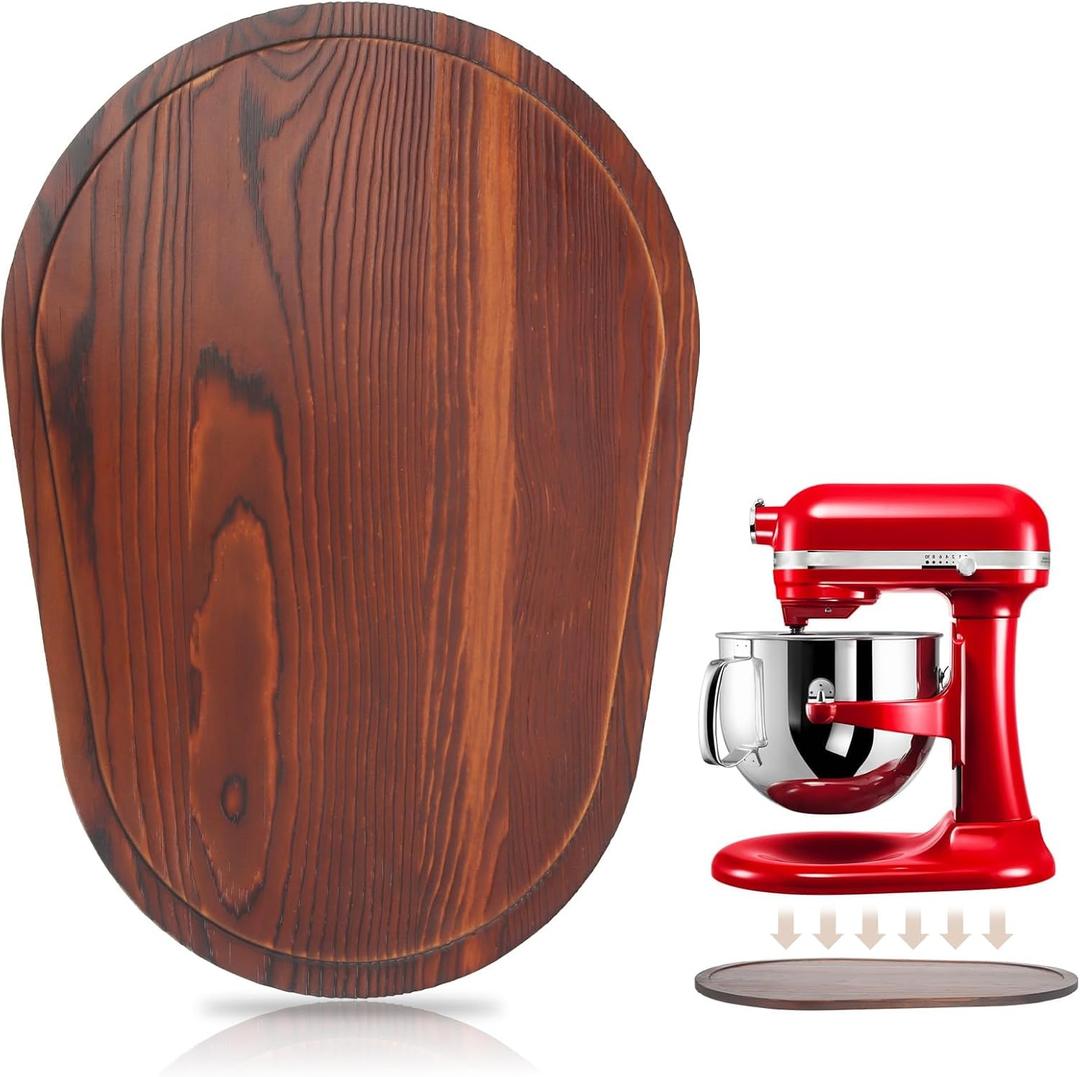 Mixer Slider Compatible with 5.5-8 QT Kitchen Aid Stand Mixers, Kitchen Countertop Storage Mover Sliding Caddy Mixer Slider Mat for Kitchen Aid Stand Mixer Accessories Attachment (Pine Wood - Brown)