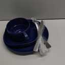 Camping Utensils Set, ReaNea Camping Plates and Bowls Set with Coffee Mug, Travel Cutlery Set Include Spoon, Fork, Knife for Home, Poolside, Outdoor, Picnic, Camp (4. Dark Blue)