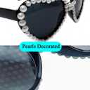 Pearl-Studded Heart Diffraction Glasses for Women, Diffraction Fashion Party Glasses Turn the Light Into Rainbow Heart Shape for Rave/Concert/Disco/Festivals/Bar Night Club/Fireworks Show
