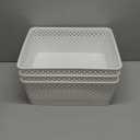 MaxGear Organization and Storage 3 Packs, Plastic Bins Organizer Bins, Woven Baskets for Storage, Plastic Baskets with Handles, White Basket for Organizing, Basket Organizer for Home and Office, Large