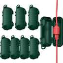 Extension Cord Cover Outdoor, 8 Pack IP54 Water-Resistant Power Cord Protector Electrical Connection Box Outside Weatherproof Cable Safety Cover for Electronics Plug Outlet Tool Holiday Light, Green