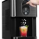 Nugget Ice Makers Countertop, Pellet Ice Maker Machine Dispenser with Water Reservoir with 44lbs/24H, Self-Cleaning, Soft Chewable Ice Maker Machine for Home/Kitchen/Office, Black Stainless