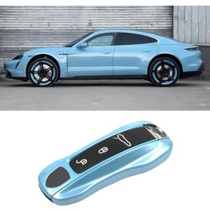 LCE Crystal Blue Key Fob Cover Compatible with Porsche Cayenne 2018-2025 Panamera 2017-2024 911 2019-2023 Taycan 2019-2024 Compatible with Porsche Key Cover (New Model)