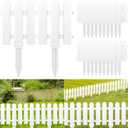 ELECLAND 22 Pieces Garden Fence with 22 Pieces Fence Insert White Plastic Fence Garden Picket Fence Edgings Lawn Flowerbeds Plant Borders Decorative Garden Yard
