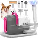 Dog Grooming Vacuum Kit - 3L Vacuum with 7 Tools, Low Noise Electric Clipper and Brush for Pet Shedding at Home, Gray