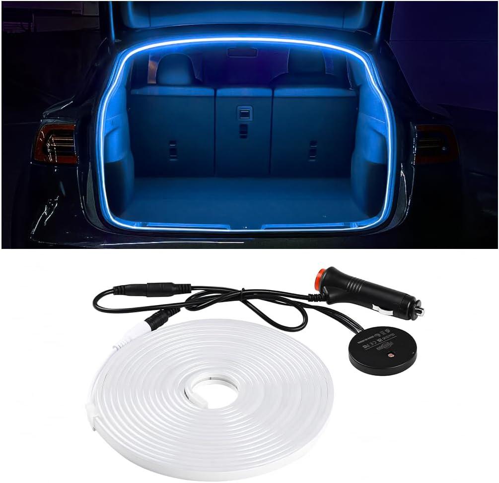 Car Trunk LED Strip Light, 12V 16.4FT Flexible Cuttable Silicone Vehicle Trunk Cargo Area Ambient Light, Waterproof Automotive Cargo Neon Strip Lighting, Universal for Vehicles (Blue)