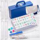 American Mahjong Set 168 Acrylic Numbered Tiles, 4 All-in-One Rack/Pushers, 4 Dice, Tiles Bag and Portable Travel Case Full Size Complete Mahjong Game Set(Blue,Standard Size)