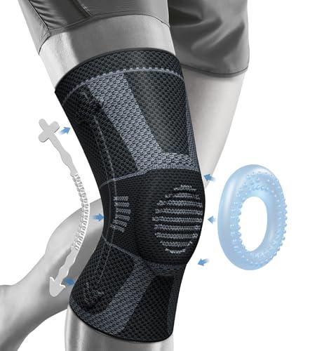 NEENCA Professional Knee Brace for Pain Relief, Medical Knee Compression Sleeve, Knee Support with Horizontal Knit Tech for Meniscus Tear, ACL, Arthritis, Joint Pain, Runner, Workout, L
