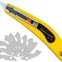 Professional Acrylic Plexiglass Sheet Cutter Scoring Knife Tool,With a Curved Handle,It Is More Convenient To Use.One handle,11 blades.(Yellow)