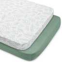 Babebay 2-Pack Mini Crib Sheets, Pack and Play Sheets Fitted for Pack N Play Mattress and Playard, Soft Jersey Knit Cotton for Baby (Sage Green) (Pack N Play Sheets 2 Pack)