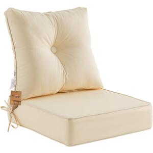 Deep Seat Pillow and High Back Chair Cushions Outdoor Water Repellent Replacement Patio Seating Cushions,Seat 24"x24"x6",Back 22"x24"x6",Beige