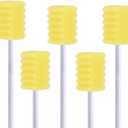 100 Pcs Disposable Mouth Swabs Sponge, BVN Oral Swabs, Oral Care Swabs Disposable, Mouth Swabs, Unflavored and Sterile Disposable Dental Swabsticks for Mouth Cleaning, Sawtooth-Shaped Yellow.