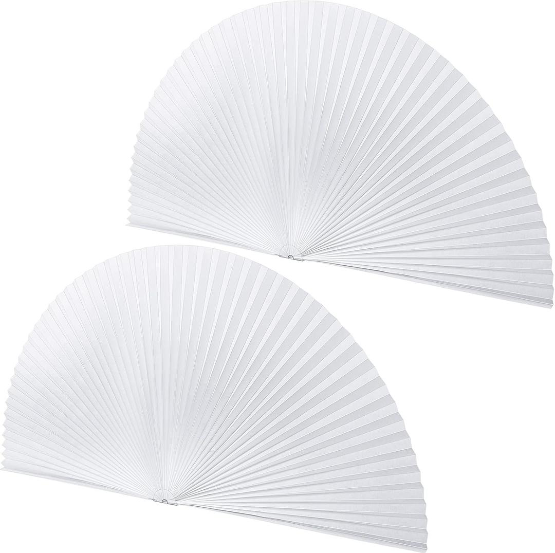Fainne 2 Pcs Half Moon Window Shade Half Circle Arch Window Blackout, Light Filtering Pleated Fabric Shade No Drill Easy Install Light Blocking Blinds, 36 x 72 Inch (White)