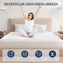 Grounding Mat for Bed 90% Organic Cotton+10% Pure Silver Fiber, Grounding Sheets for All Mattress Sizes, with Static grounding Cord and Test Pen(White, 105.3 * 23.4 inch)