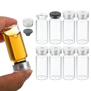 PATIKIL 10ml Sample Vials, 50 Pack Lab Empty Vials with Butyl Rubber Stopper and Crimp Top Caps Borosilicate Glass Vial, Transparent