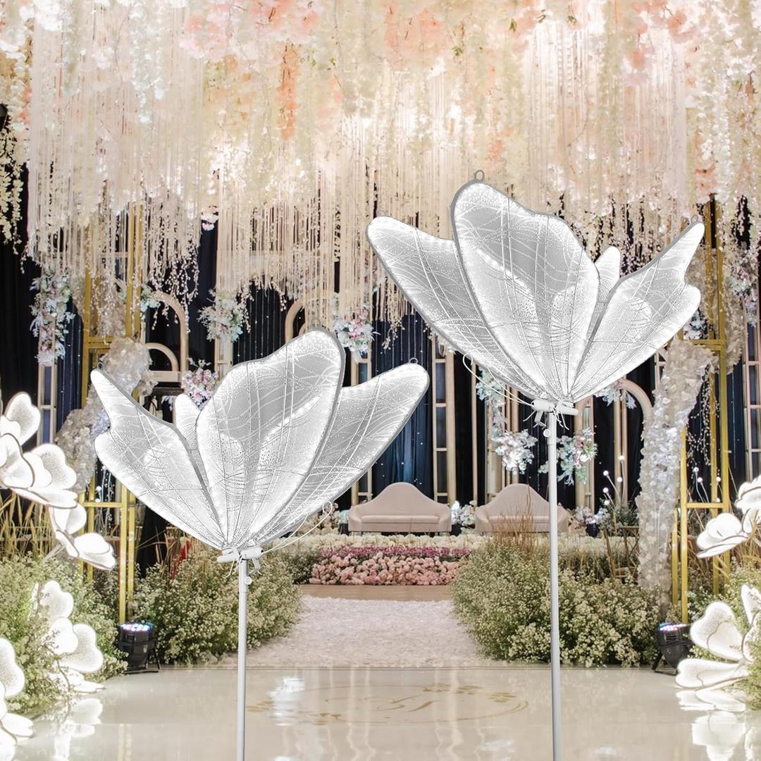 Wedding Butterfly Floor Lamp-Creative Butterfly Ceiling Lights Decoration,Adjustable Height Romantic Wedding Decoration Lights (White, 80 cm/31.4 inch & 2PCS)