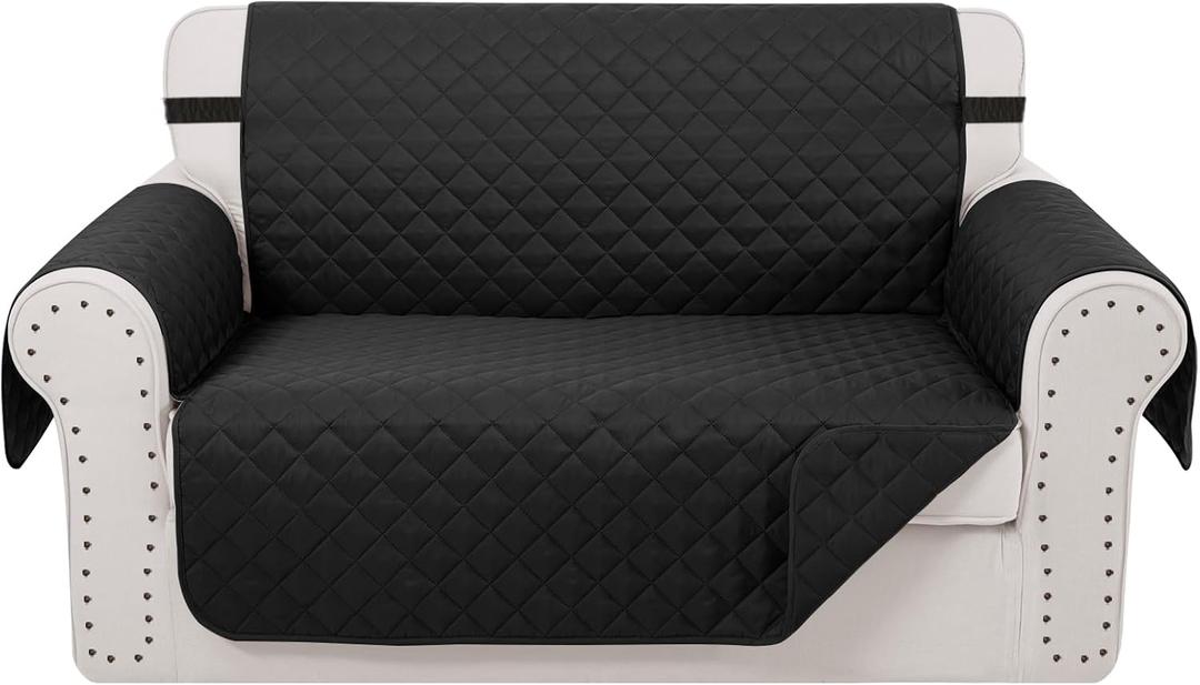 Luxshare Home Reversible Loveseat Sofa Covers Couch Cover Furniture Protector(Loveseat,Black/Black) (Loveseat-Oversized(54"))