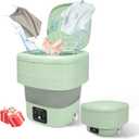 Mini Portable Washing Machine, 9L, 3 Modes, Blue Light Disinfection, Ideal for Underwear, Socks, Baby Clothes. Foldable for Space-Saving, Perfect for Apartments, Hotels, Camping & Travel (Green)