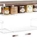 Expandable Hanging Under Shelf Storage Basket,Under Shelf Storage Basket Organizer,Under-Shelf Hanging Baskets for Cabinet,Pantry, Desk Organization,8.27"D x 15.16"-27.76W x 7.68"H,White